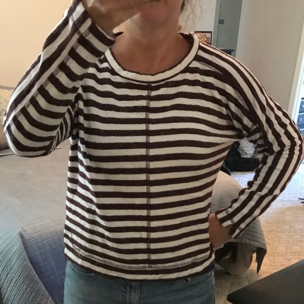 Madewell Maroon/White Striped Top - Picture 7 of 8